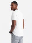 Men's SLIM FIT T-shirt with round neckline and logo - white V1 OM-TSCT-0220