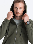 Set trening pentru bărbați bluză de trening cu fermoar + pantaloni - olive V2 Z63