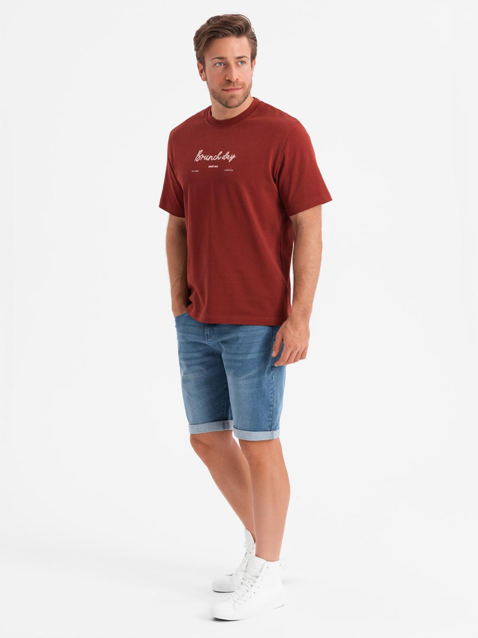 Pánske džínsové šortky s ohrnutou nohavicou - modré V2 OM-SRDS-0164