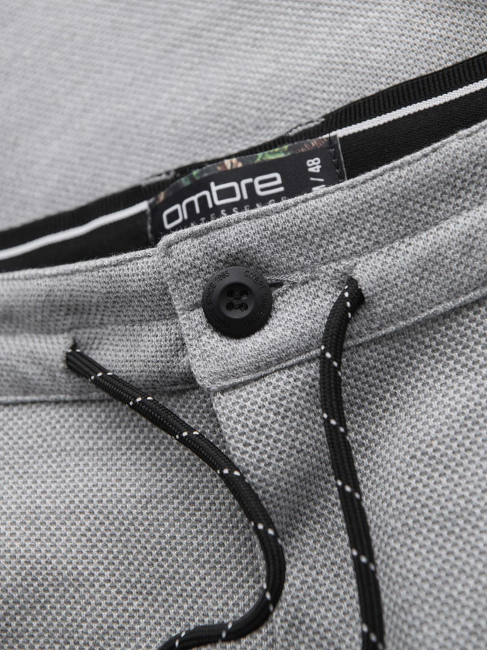 Pantaloni bărbătești tricotați cu talie elastică - gri deschis V1 OM-PACP-0116