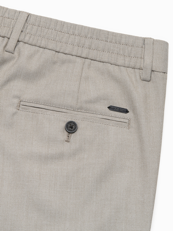 Pánské chino kalhoty REGULAR FIT s elastickým pasem - šedobéžové V1 OM-PACP-0157