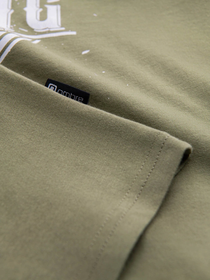 Men's motorcycle style printed t-shirt - olive V2 OM-TSPT-0125