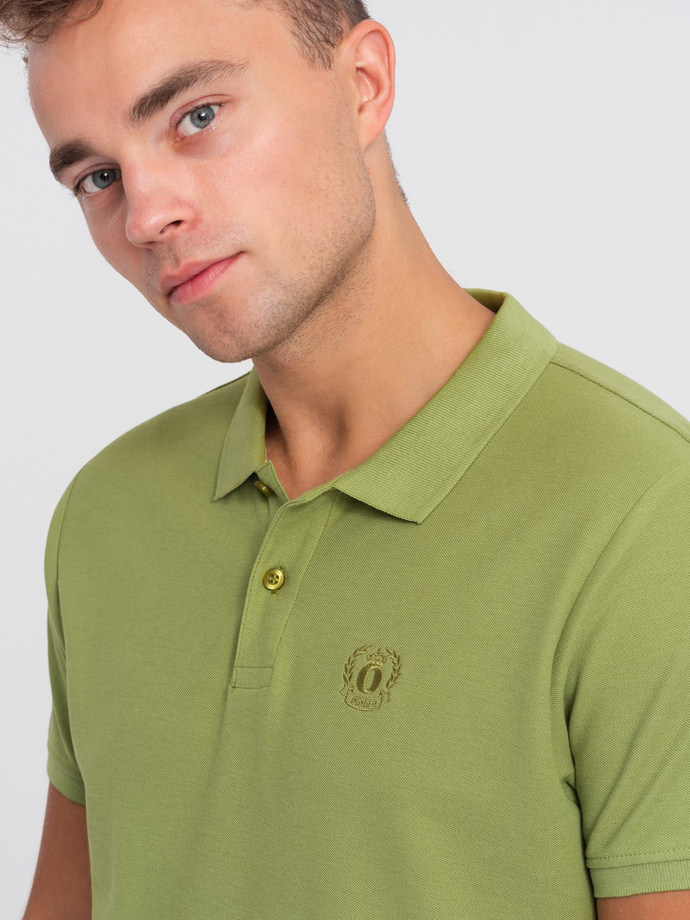 Tricou polo bărbătesc din tricot piqué - olive V21 S1374