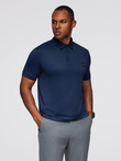 Stylish men's stretch fabric polo shirt - navy blue V3 OM-POSS-0150