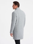 Men's coat with asymmetrical fastening - grey melange V1 OM-COWC-0102