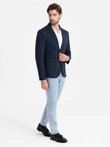 Men's jacket with patch pockets - navy blue V1 OM-BLZB-0127