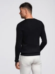 Classic men's sweater with round neckline - black V2 OM-SWBS-0106