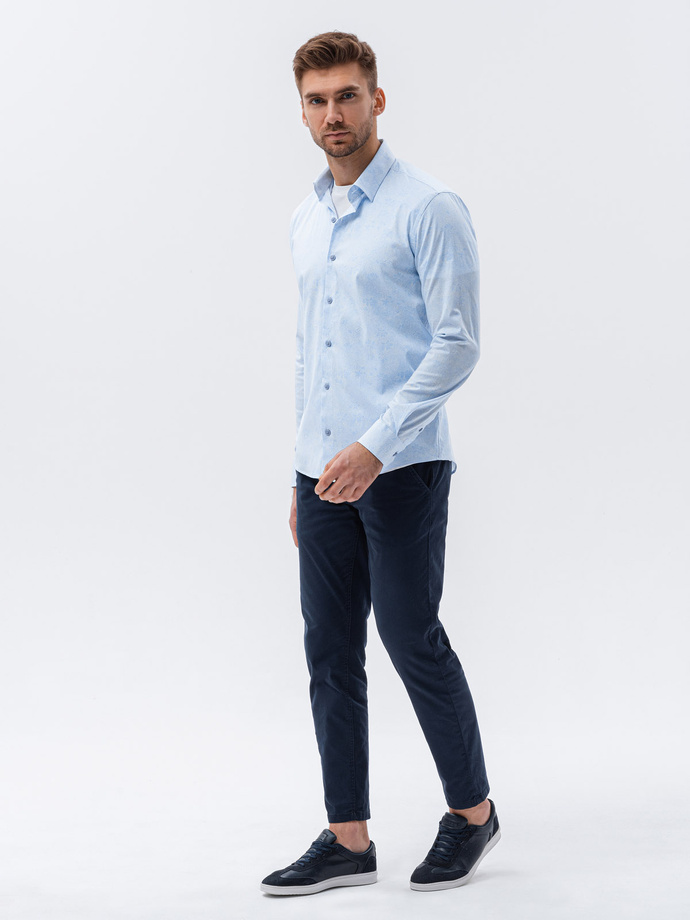 Men's shirt with long sleeves - light blue K609