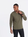 Men's unprinted longsleeve with v-neck - dark olive V2 OM-LSBL-0108