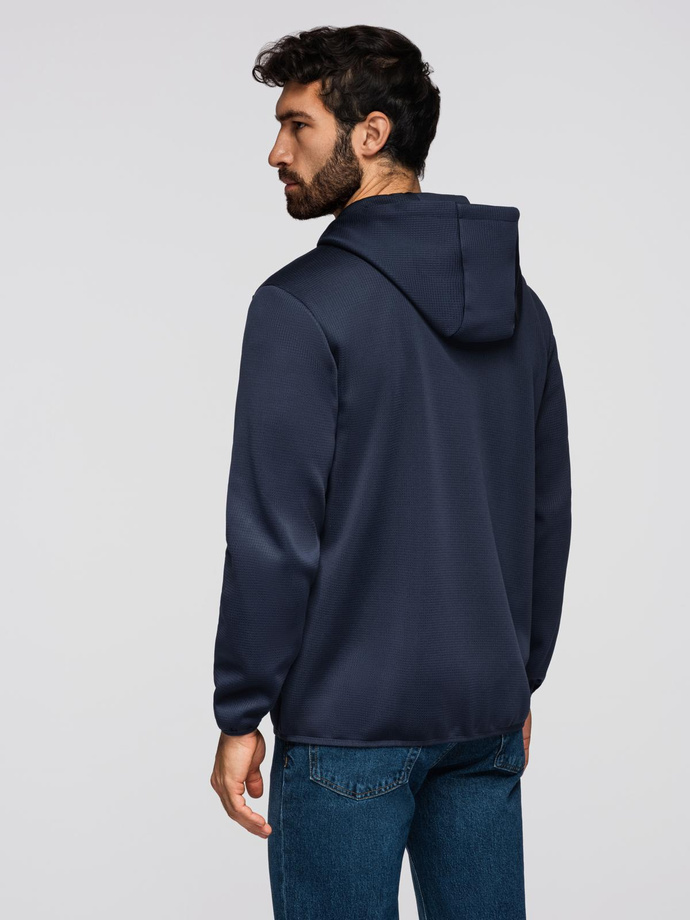 Jachetă sport ușoară colorată pentru bărbați cu fleece - maro și bleumarin V1 OM-JANP-0194
