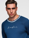 Men's raglan sleeve sweatshirt with contrasting details - dark blue V1 OM-SSNZ-0244