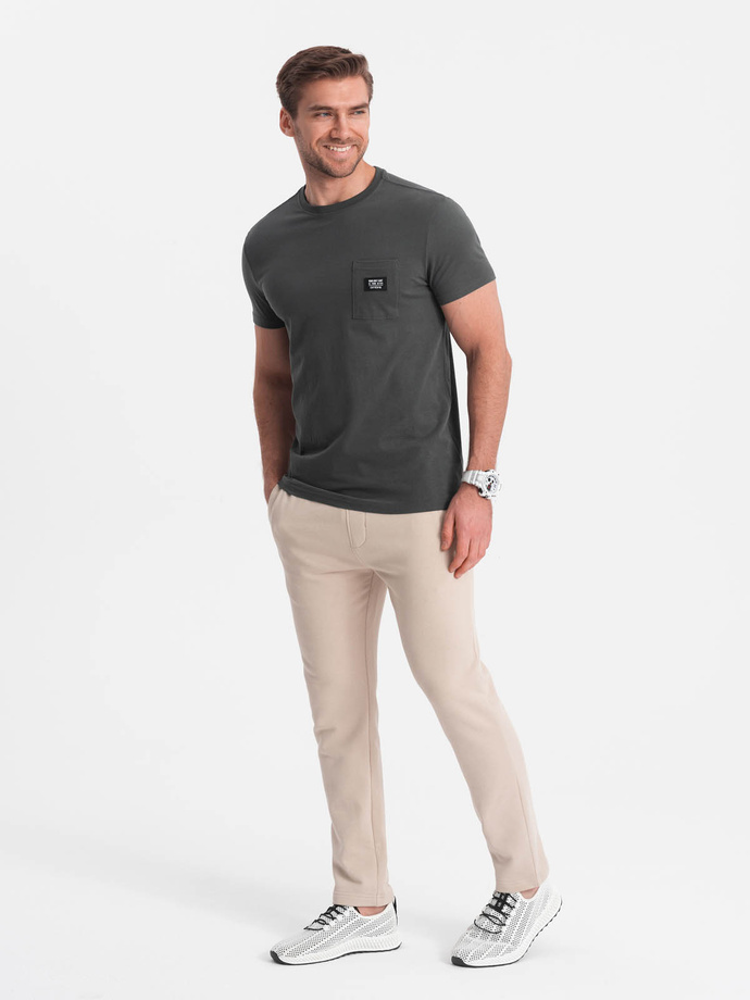 Tricou casual bărbătesc cu buzunar - grafit V11 OM-TSCT-0109