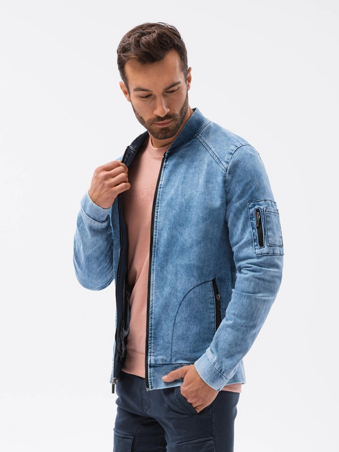 Men's mid-season bomber jacket - light blue C240