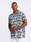 Viscose patterned men's short sleeve shirt - palm trees V7 OM-SHPS-0113