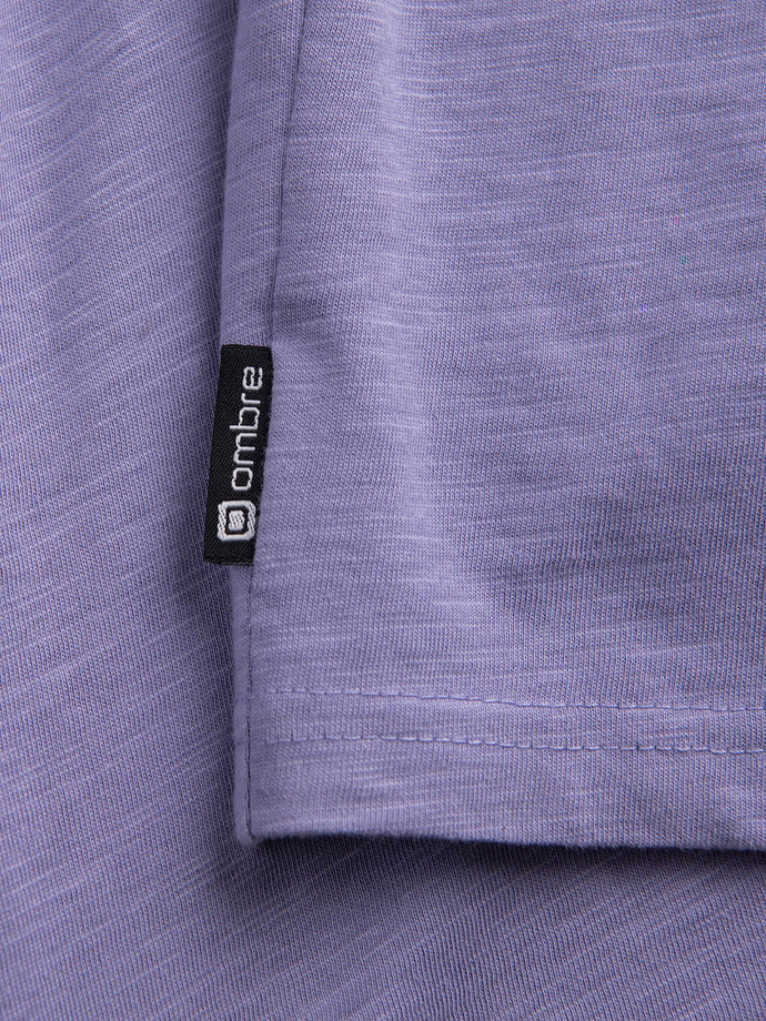 Vyriški trikotažiniai marškinėliai su kišenėmis - violetiniai V1 S1621