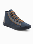 Pantofi sport pentru bărbați cu contrast - albastru marin V2 OM-FOTH-0140