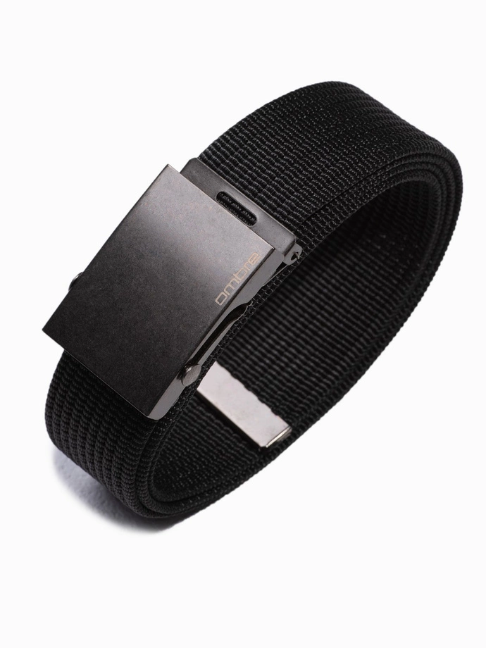 Men's belt with metal buckle - black A376 