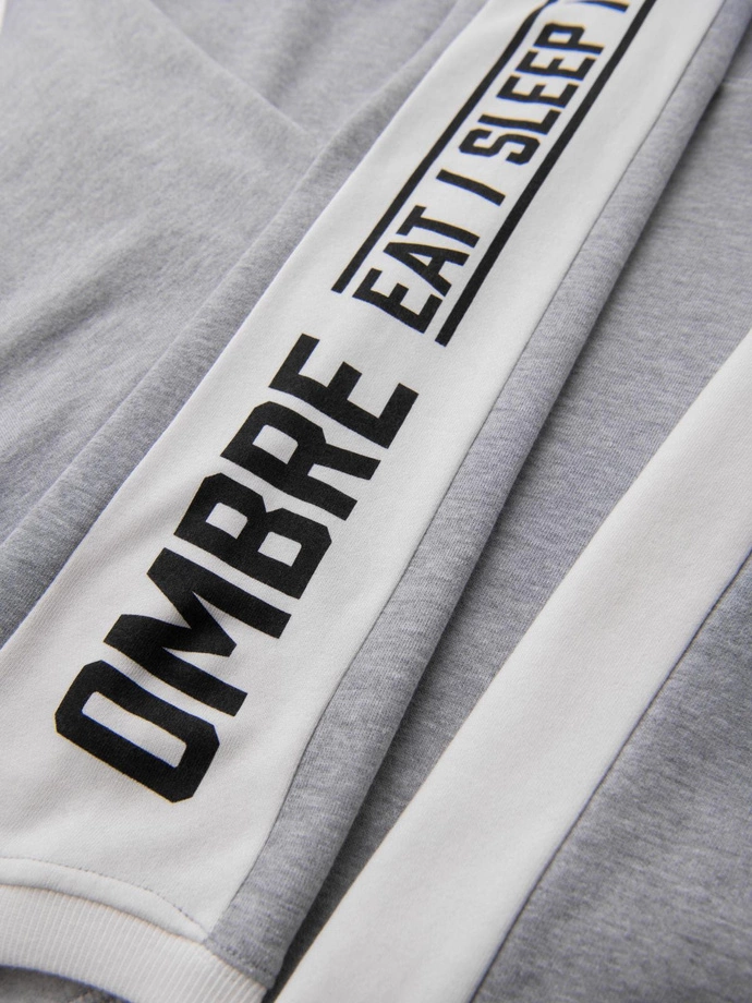 Pánská mikina s kontrastním lemováním a raglánovými rukávy - šedý melír V2 OM-SSNZ-0200