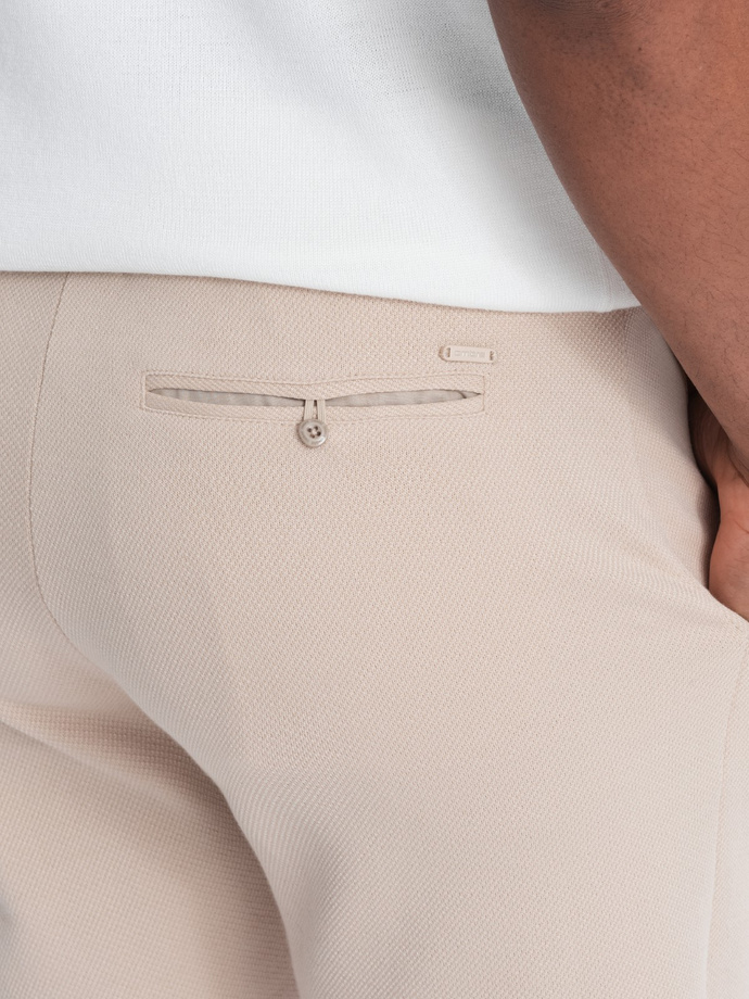 Men's structured knit shorts with chino pockets - beige V2 OM-SRCS-0128