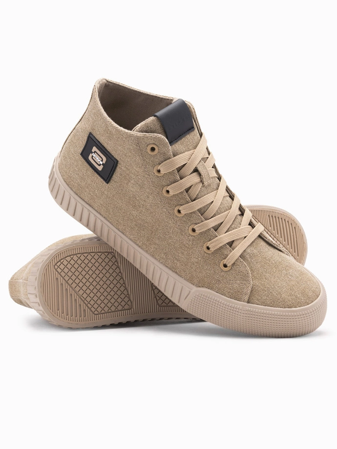 Adidași de top din pânză pentru bărbați - maro deschis V3 OM-FOTH-0186