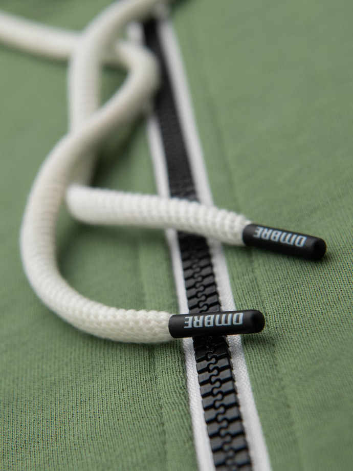Pánska mikina BASIC na zips s kapucňou - zelená V3 OM-SSBZ-0178