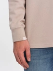 Men's structured knit polo collar sweatshirt - beige V2 OM-SSNZ-0149