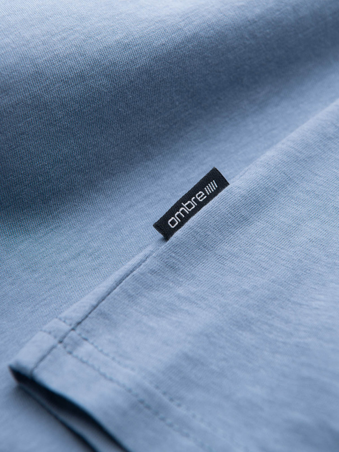 BASIC vyriški klasikiniai medvilniniai marškinėliai su V formos iškirpte - mėlyni V20 OM-TSBS-0145