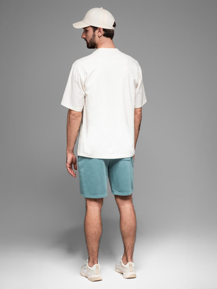 Men's RELAXED FIT athleisure style short sweat shorts - turquoise V1 OM-SRWS-0122 