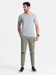 BASIC men's classic cotton tee-shirt with a crew neckline - grey melange V16 OM-TSBS-0145