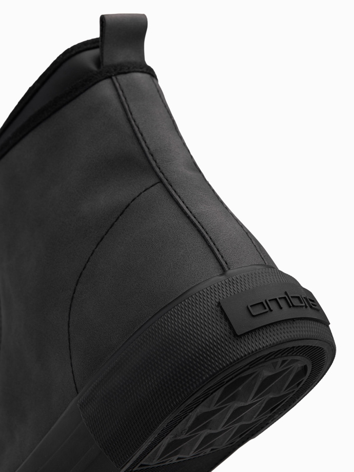 Men's high-top sneakers with decorative upper - graphite V4 OM-FOTH-0158