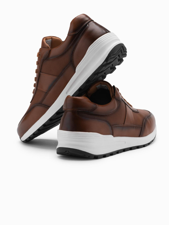 Pantofi sport bărbați adidași din piele ecologică - maro V1 OM-FOSL-0181