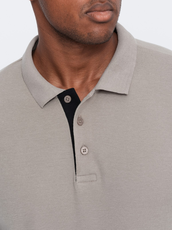 Bluza polo simpla barbati - maro deschis S1382