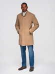 Structured fitted coat for men with high collar - light brown V4 OM-COWC-0136