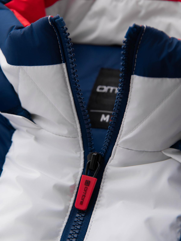 Jachetă sport retro colorată pentru bărbați - albastru și alb V1 OM-JALP-0296