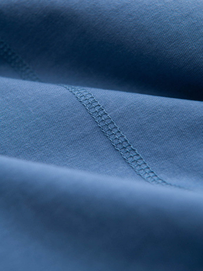 Tricou bărbătesc din bumbac cu broderie fină - albastru închis V6 OM-TSCT-0170