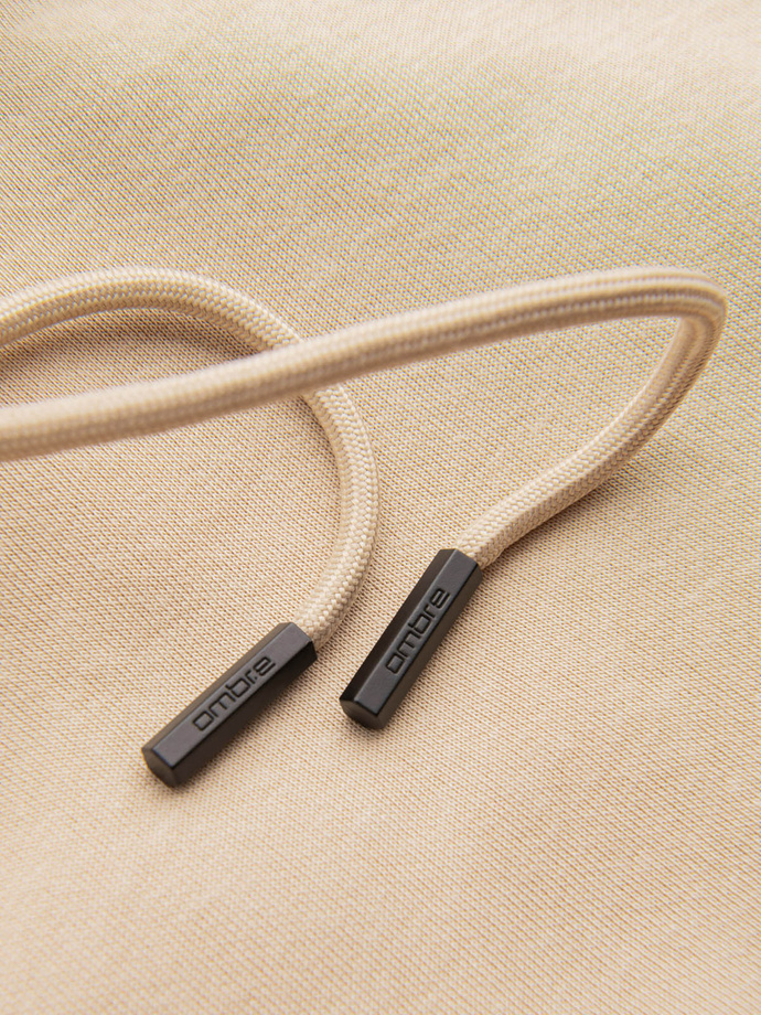 BASIC medvilniniai vyriški marškinėliai su gobtuvu - smėlio spalvos V6 OM-SSBN-0161