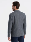 Men's blazer with elbow patches - navy blue V2 OM-BLZB-0108