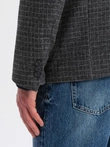 Men's checkered blazer with wool - graphite V2 OM-BLZB-0117