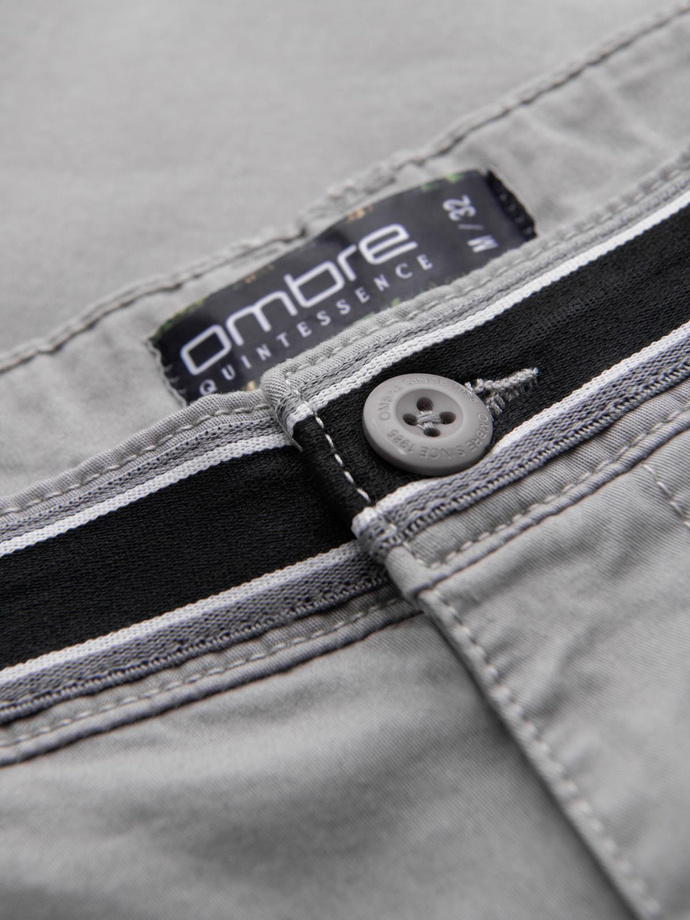 Men's chino pants with decorative waistband - gray V6 OM-PACP-0118