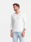 Pánska súprava SLIM FIT s dlhým rukávom, výstrihom do V a logom 2-pack - 2x biela V4 Z103