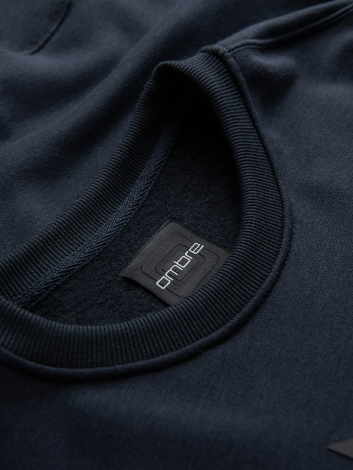 Klasická pánska mikina s nápisom - tmavomodrá V3 OM-SSPS-0181