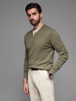 Men's sweater with viscose and spread neckline - olive V1 OM-SWZS-0124