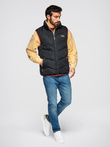 Men's quilted sleeveless jacket with neon accents - black V4 OM-JAVJ-0210