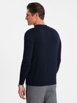 Men's knitted half-golf with viscose - navy blue V2 OM-SWTN-0100