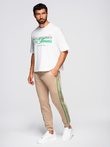 Pantaloni jogger sport pentru bărbați cu bordură - maro V1 OM-PASK-0284