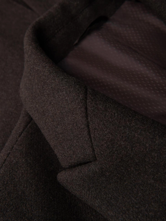 Men's double-breasted wool coat - dark brown V3 OM-COWC-0133