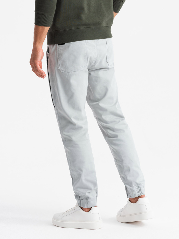 Men's knit joggers with pleats - light grey V3 OM-PAJO-0202