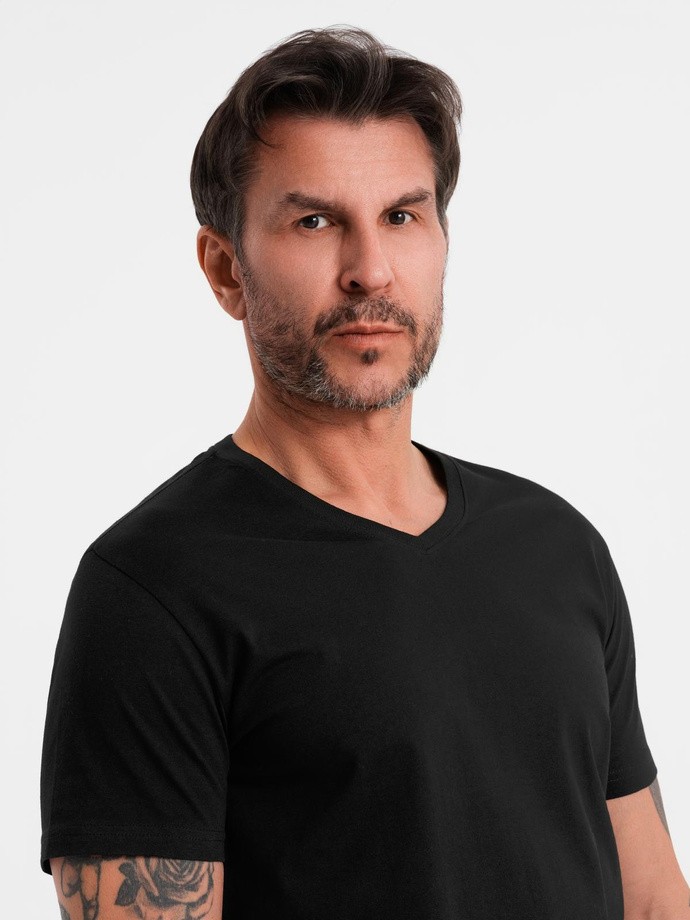 BASIC men's classic cotton T-shirt with a crew neckline - black V1 OM-TSBS-0237