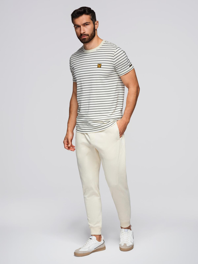 Pánské tepláky jogger - krémové V11 OM-PABS-0173
