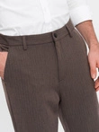 Vyriškos chino kelnės su elastine juosta SLIM FIT - šokoladas V2 OM-PACP-0158